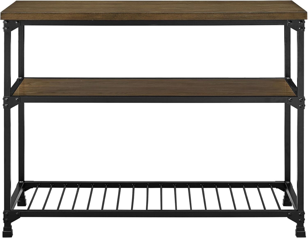 Rustic Antique Oak/Black Multifunction Island S26095