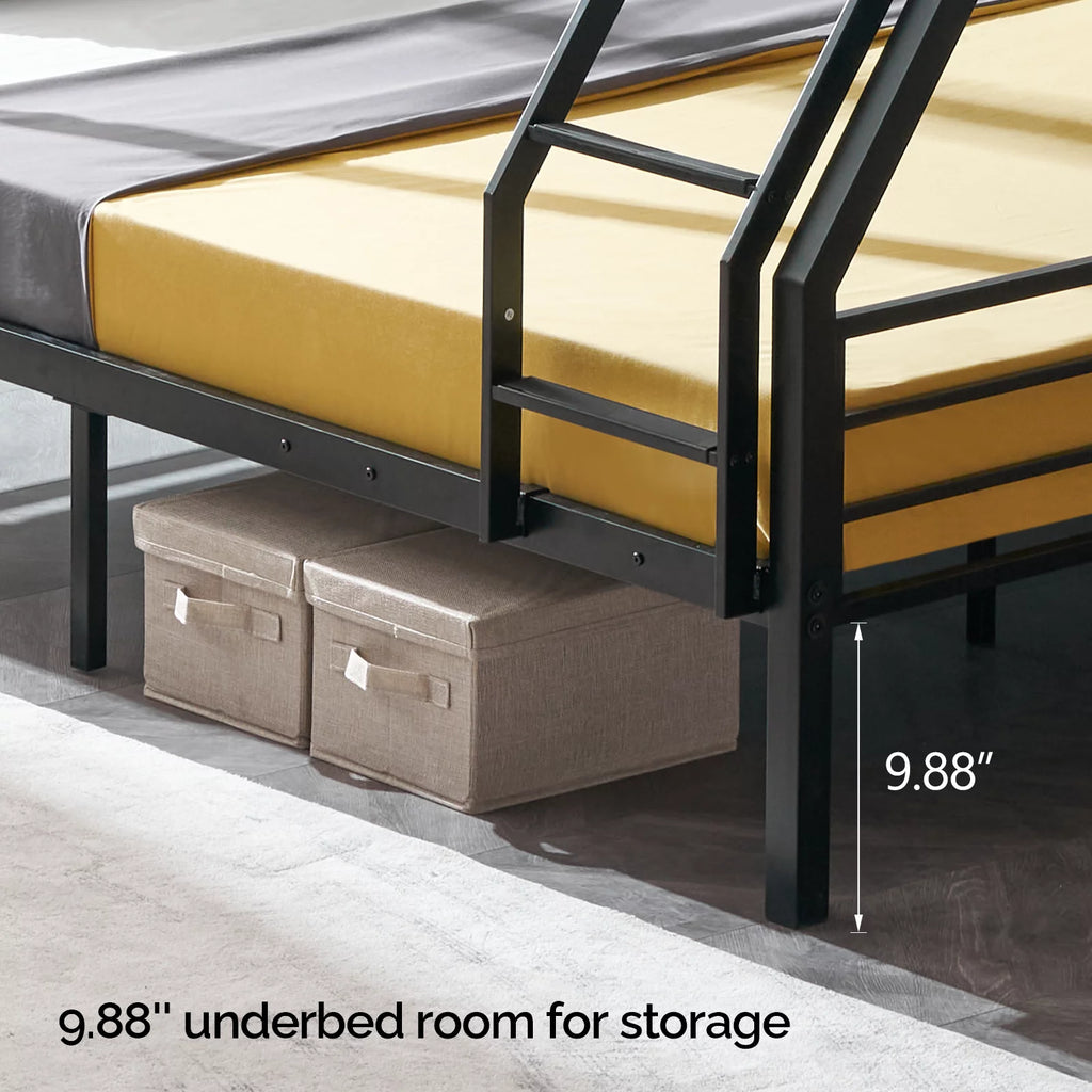Twin over Full Metal Bunk Bed with Ladder and Guardrail R575938