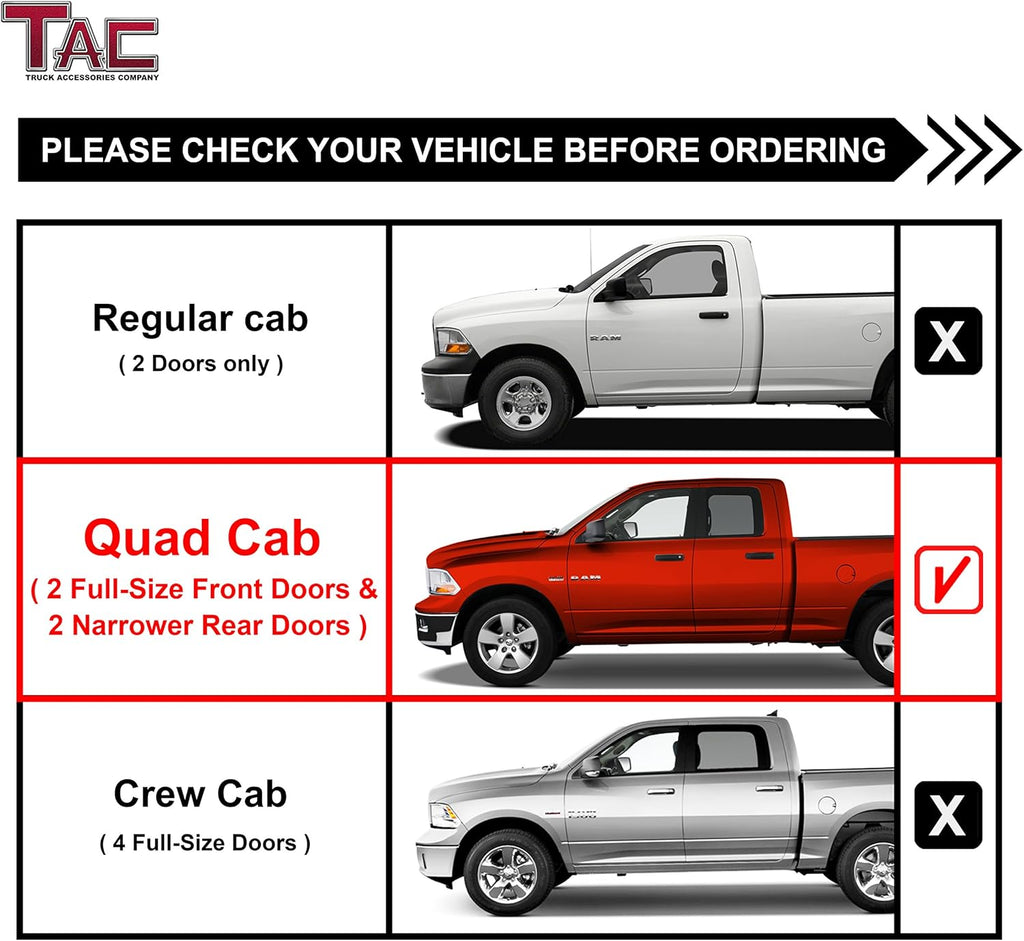 Black Aluminum Side Steps Running Boards for RAM 1500 Quad Cab 2Pcs L78640