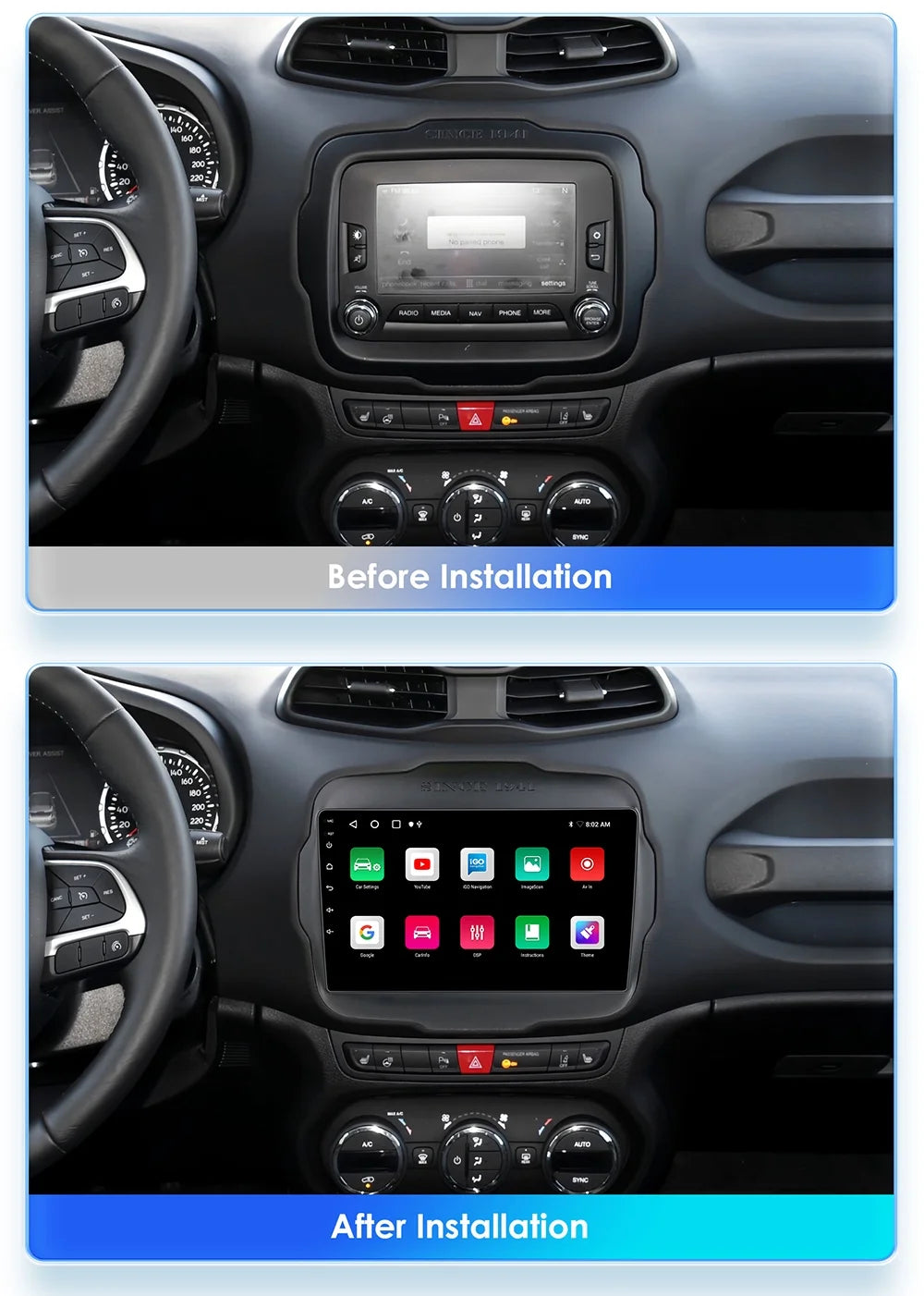 9" Android 12 GPS Navigation Car Radio Stereo Head Unit 2+32GB Carplay T97075