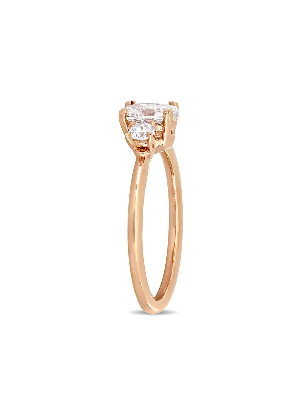 14K Rose Gold Three-Stone Diamond Engagement Ring H902
