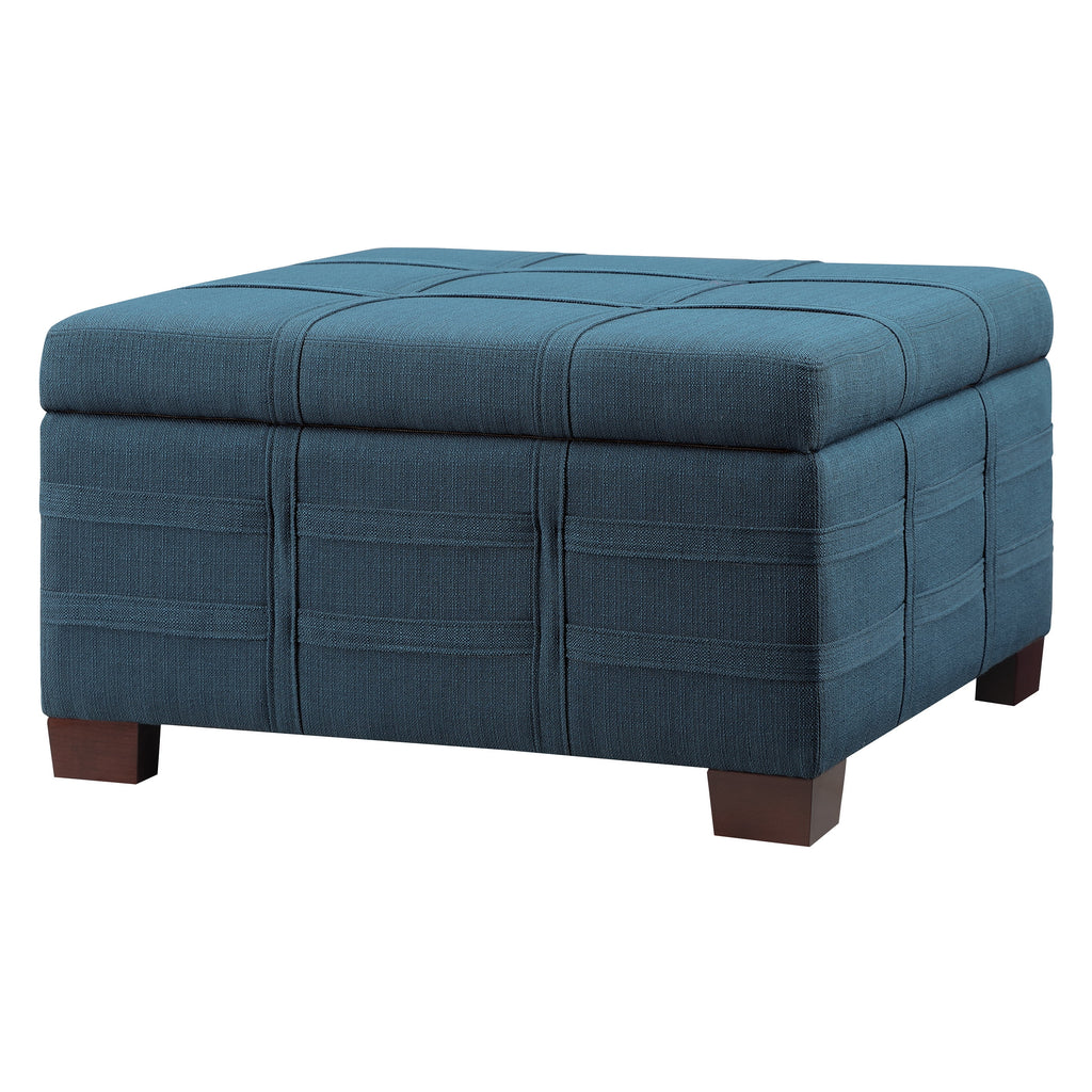 Square Storage Ottoman in Azure Blue Fabric T1443