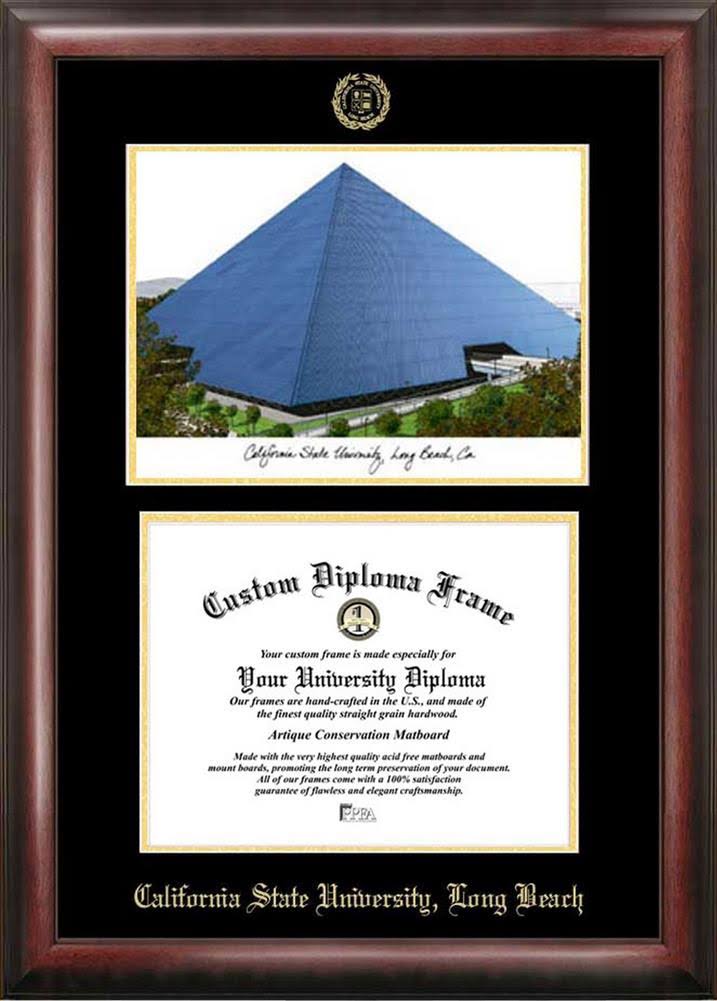Gold Embossed Diploma Frame with Campus Images Lithograph Y712433