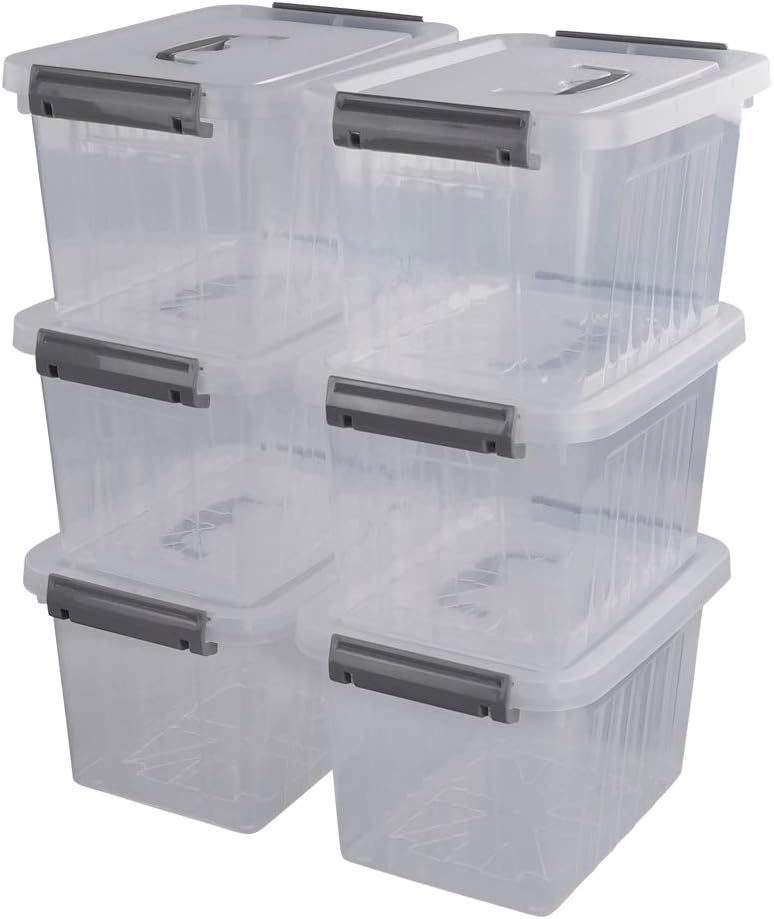 6 Pack 6 Quart Plastic Storage Bin with Lid S500