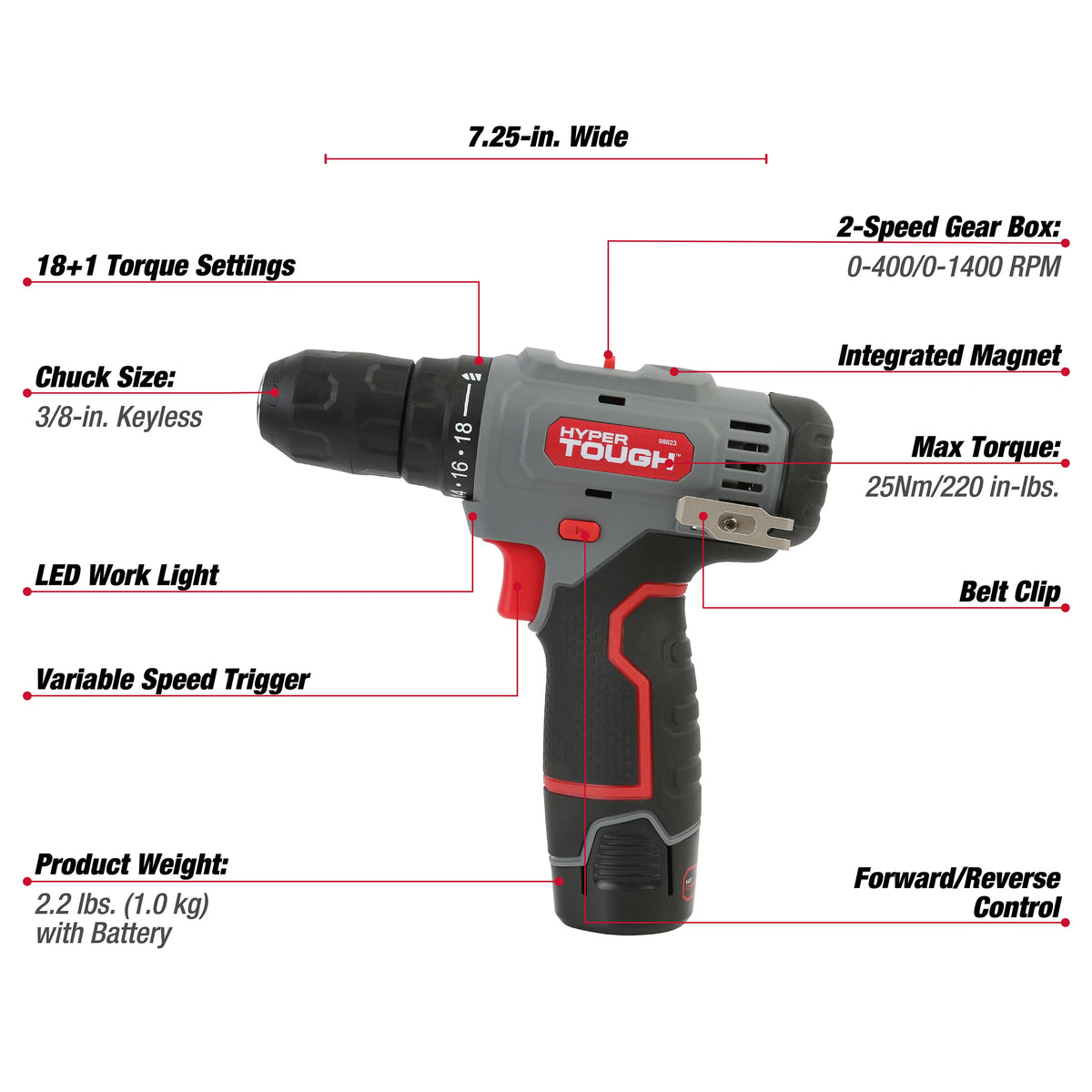 12V Max Lithium-Ion Cordless 2-Speed Drill Driver with Battery and Charger Z46020