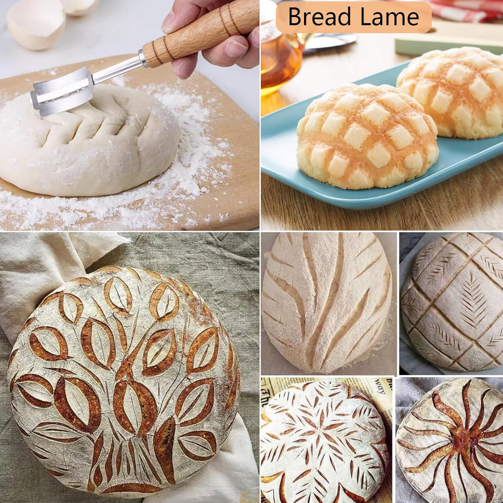 16PCS Bread Proofing Basket Kit with Linen Liner, Dough Scraper, Bread Lame G305171