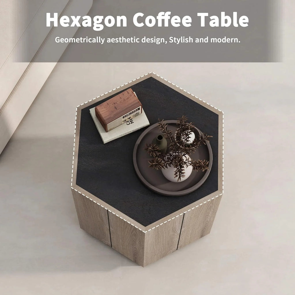 Hexagonal End Table with Drawer V12204