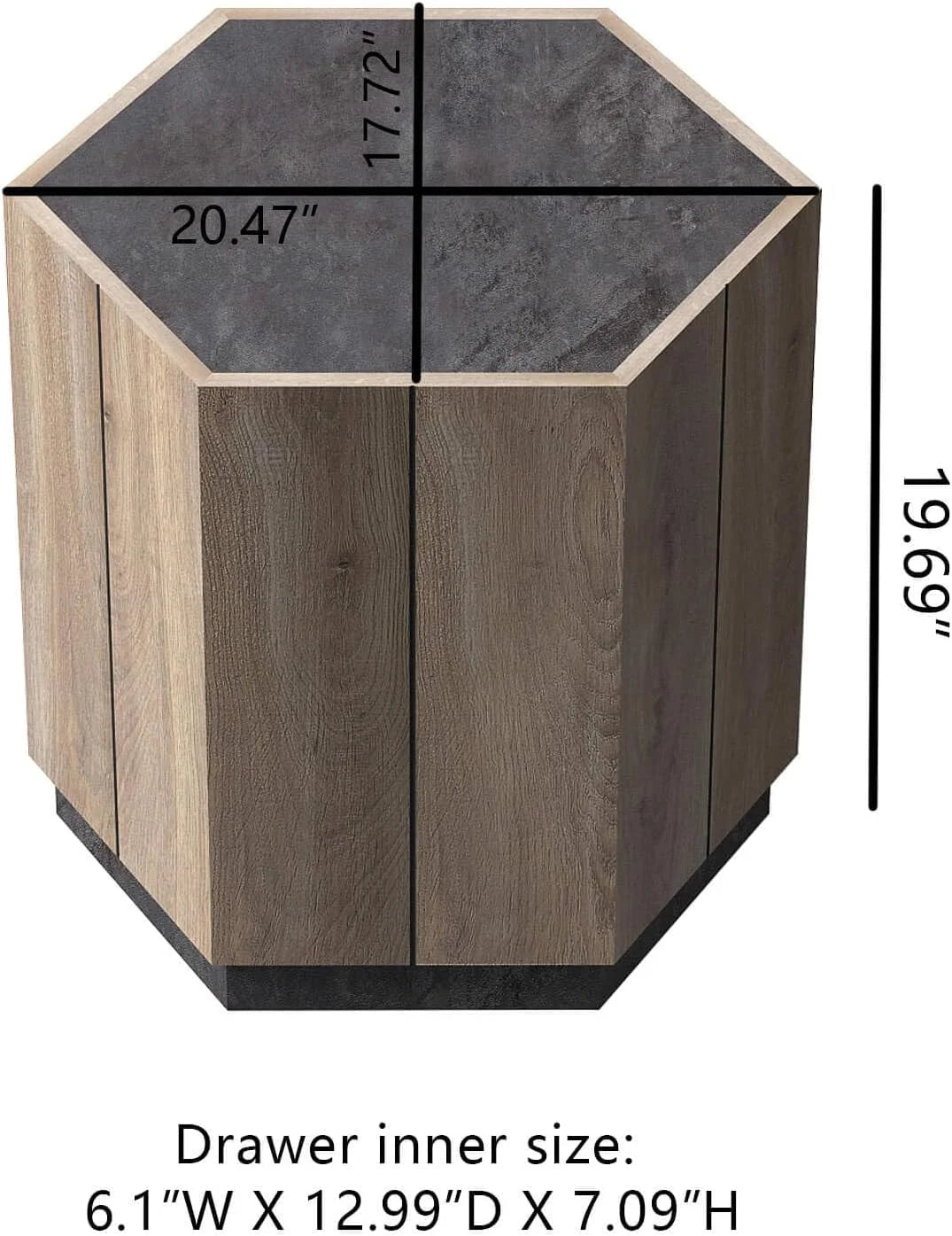 Hexagonal End Table with Drawer V12204