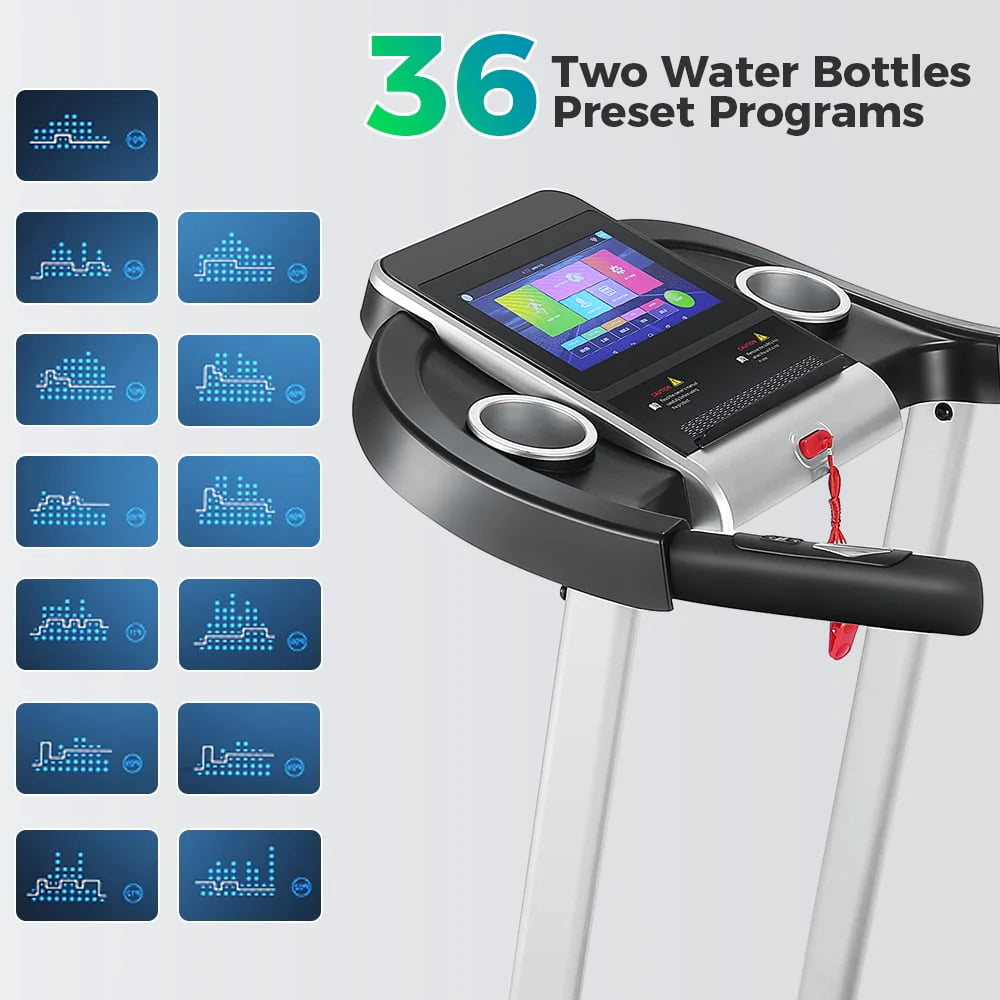 Silver Treadmill with 10 HD Touchscreen and 36 Preset Programs U8210