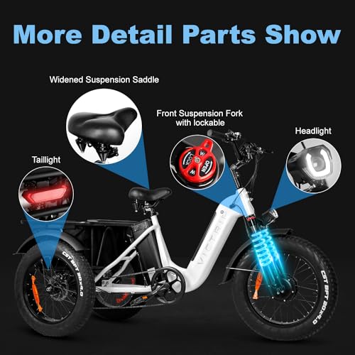 Electric Trike 20" Fat Tire 750W 48V 31.5Ah Removable Dual Battery 3 Wheel Electric Bicycle with Large Basket T8573