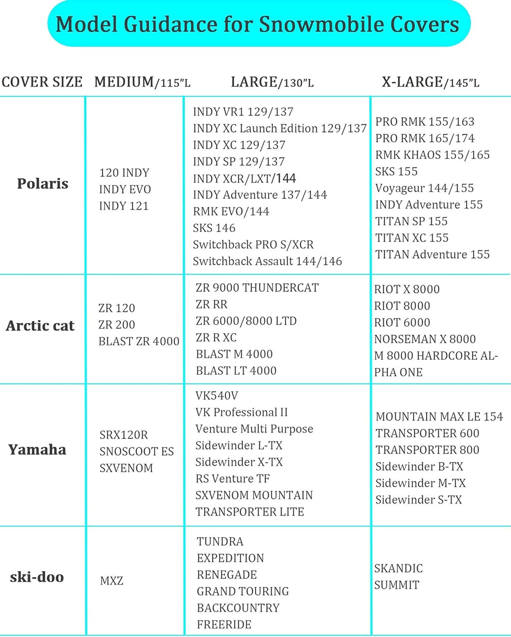 Waterproof Snowmobile Cover Fit up to 115 L22770