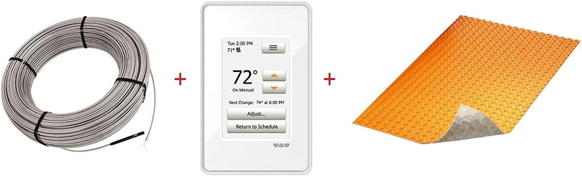120V 51 SqFt Floor Heat Kit with Thermostat and Membrane W5922