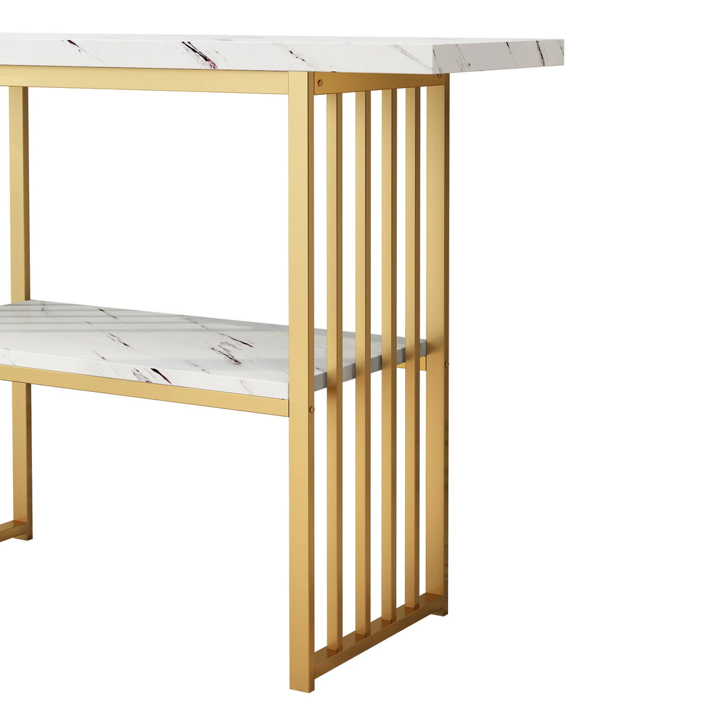 Gold 42-Inch Faux Marble Entryway Table X767