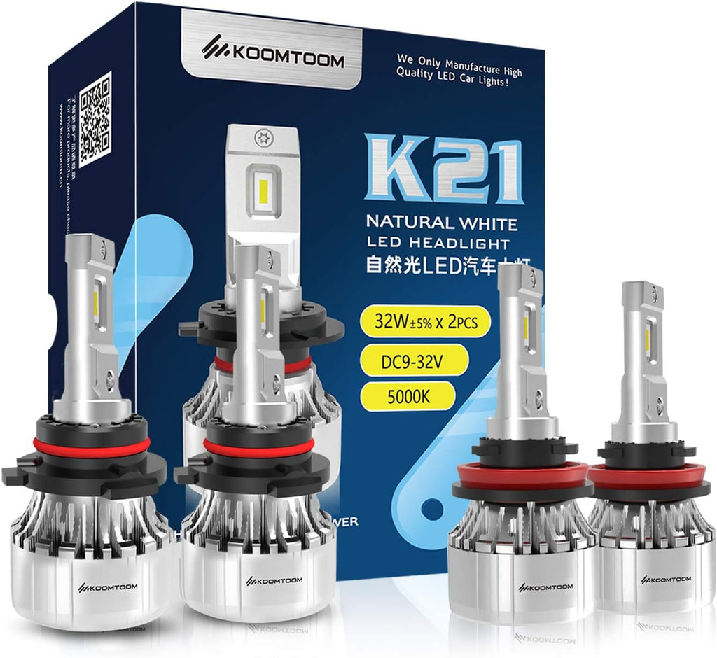64W 12000Lm 5000K Warm White HB3 LED Headlight Bulb Conversion Kit, Pack of 2 H698101