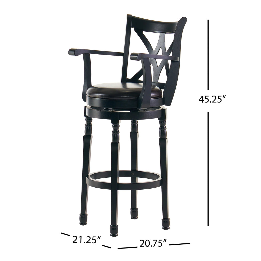 Black Bonded Leather Swivel Barstool V480656