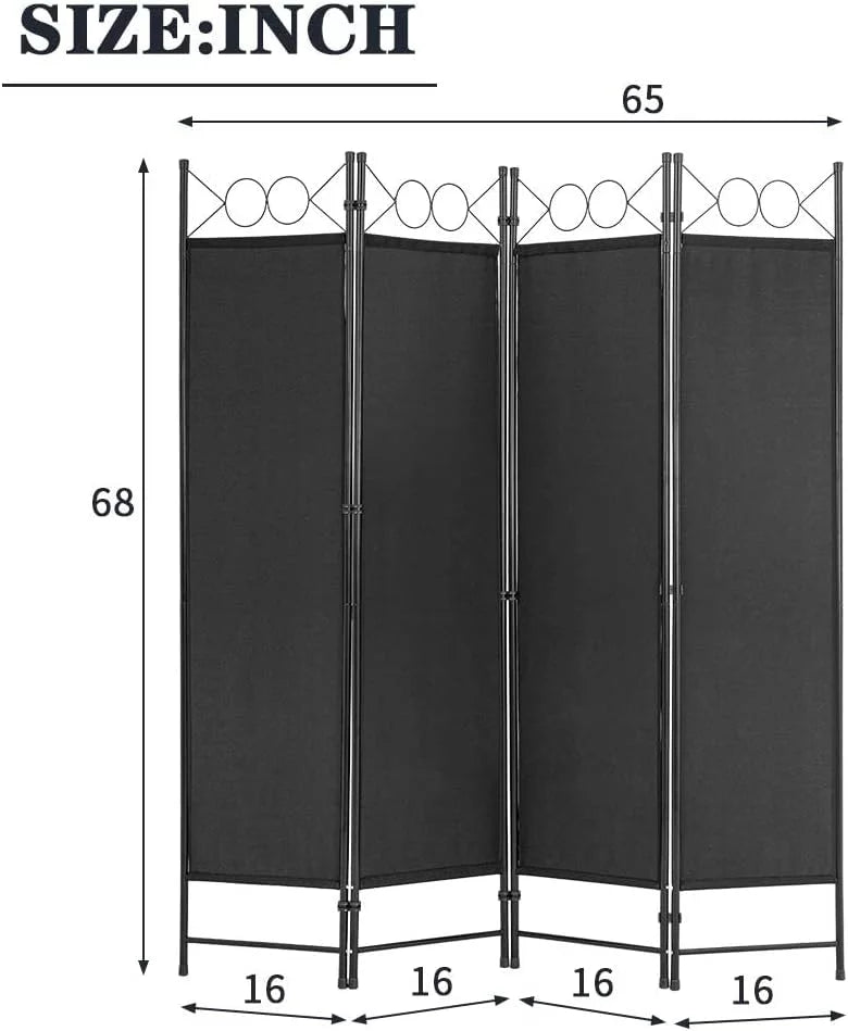 4 Panel 6FT Steel Frame Folding Privacy Divider A748