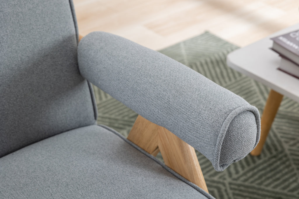 Mid-Century Modern Accent Chair with Solid Wood Armrest D718924