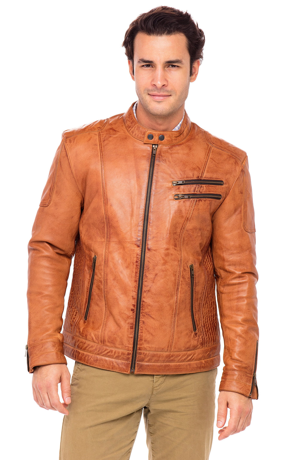 Camel Sheepskin Leather Jacket Size M C9724