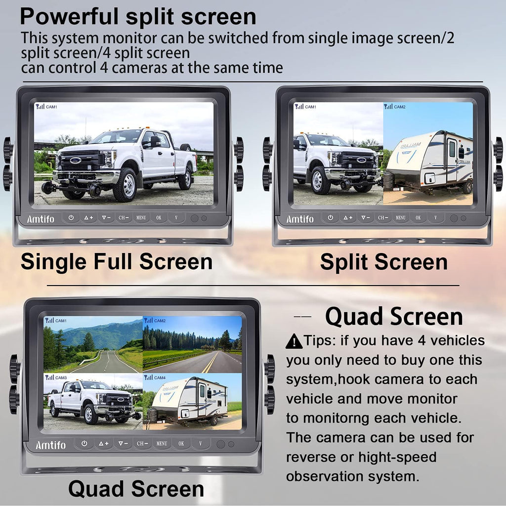 7 Inch DVR Monitor Wireless HD 1080P Backup Camera System D616388