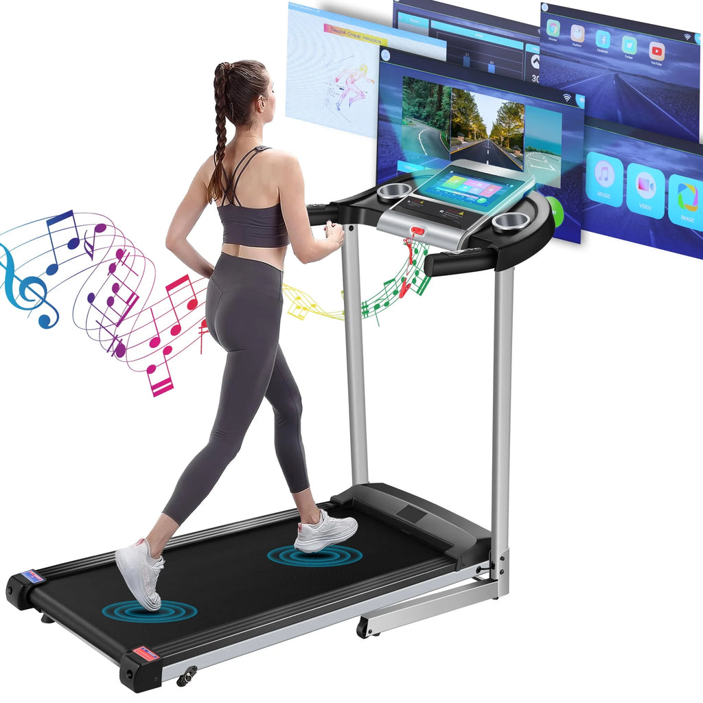 Silver Treadmill with 10 HD Touchscreen and 36 Preset Programs U8210