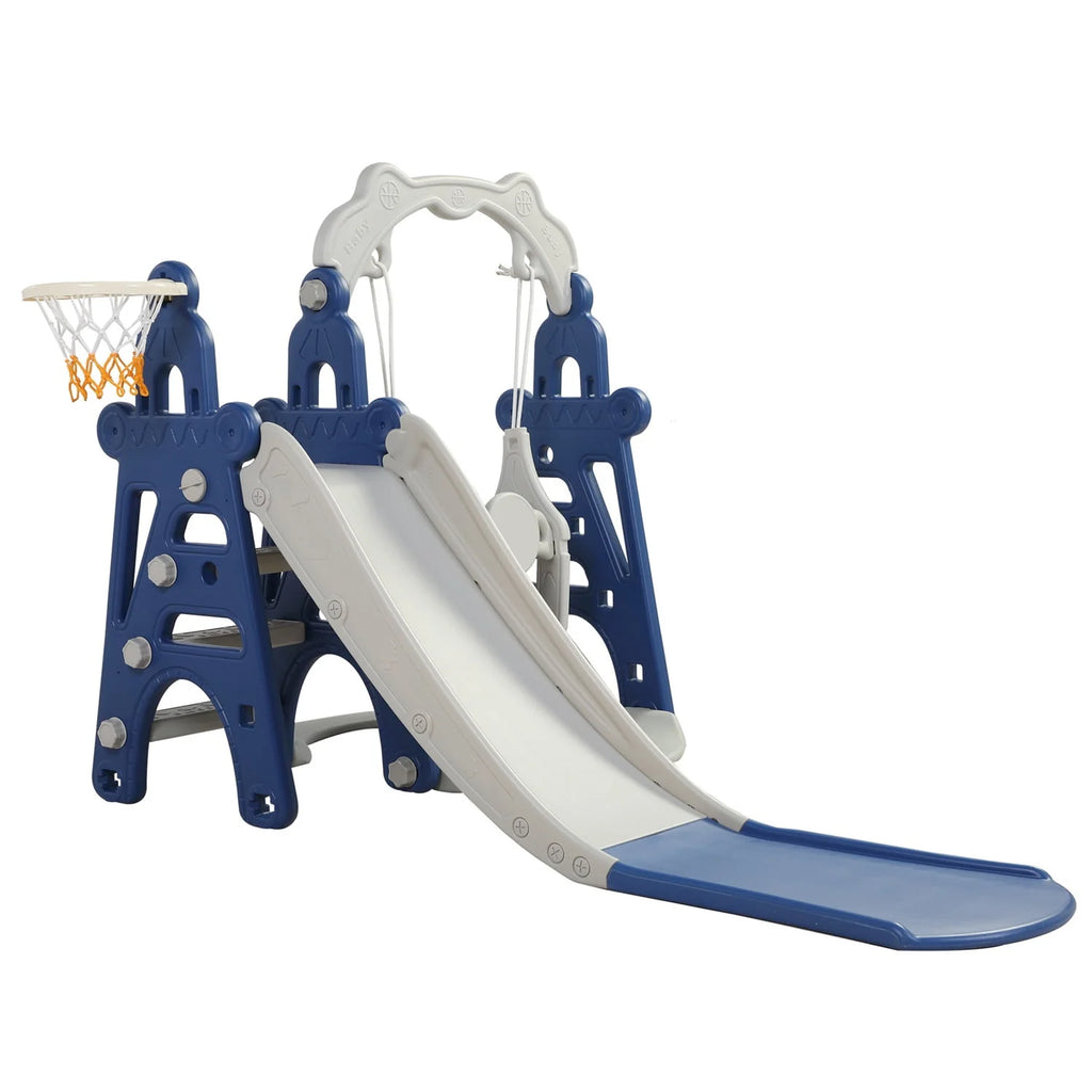 3 in 1 Kids Slide and Swing Set with Basketball Hoops I875801