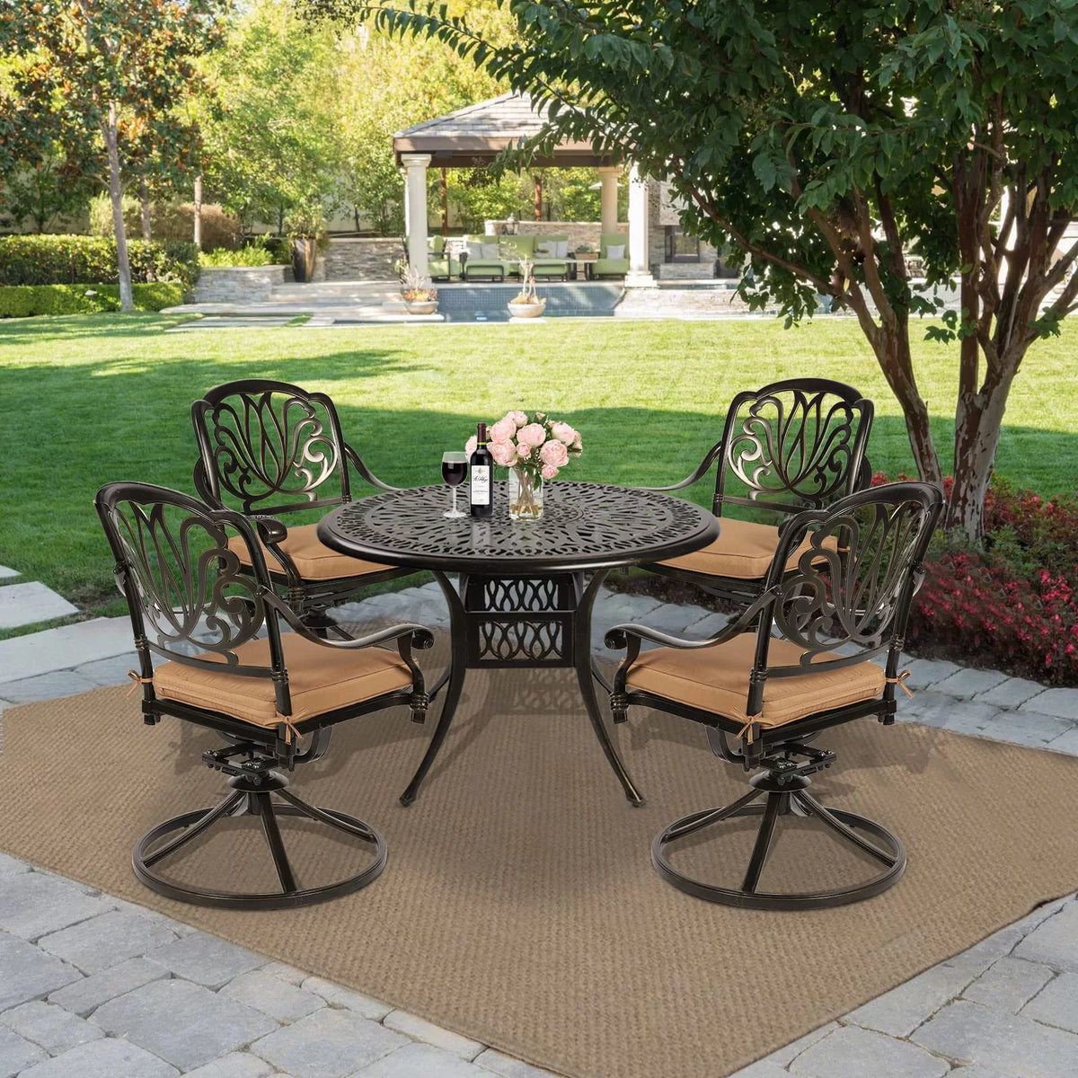 5-Piece Cast Aluminum Patio Dining Set I967329
