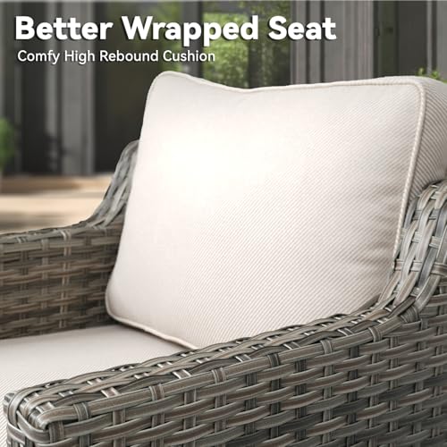 5 Pieces All-Weather Wicker Patio Furniture Set with Swivel Chairs S66033