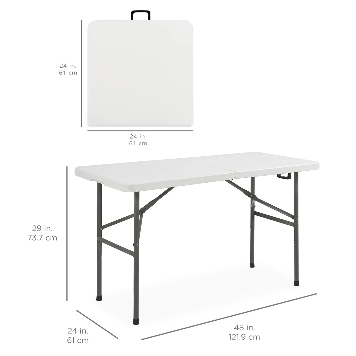 White 4ft Plastic Folding Table with Handle W806