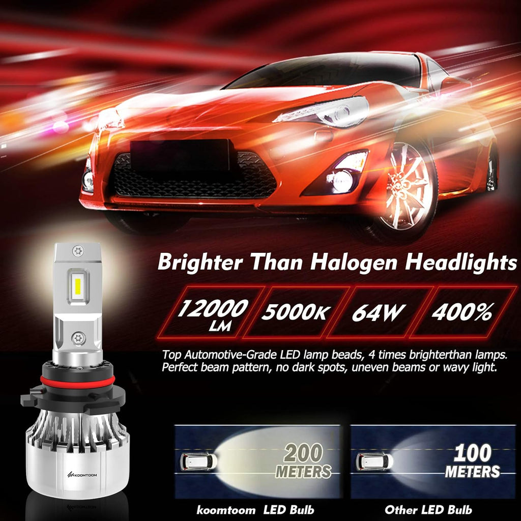 64W 12000Lm 5000K Warm White HB3 LED Headlight Bulb Conversion Kit, Pack of 2 H698101