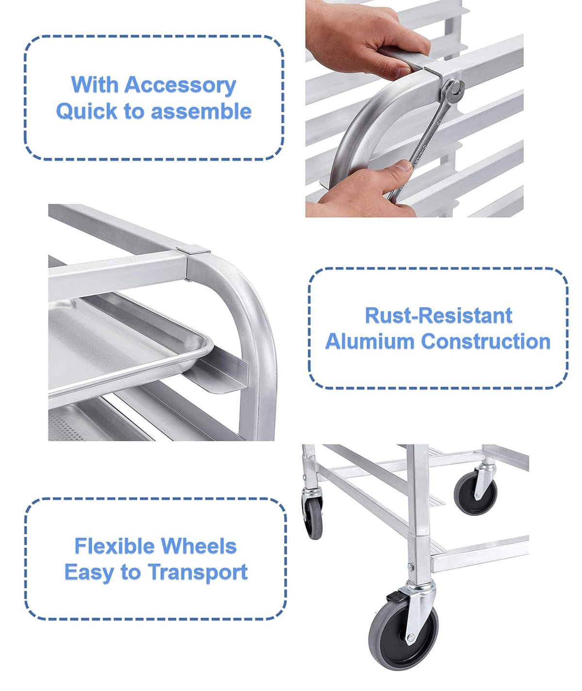 10 Tier Aluminum Bun Pan Rack with Wheels T80837