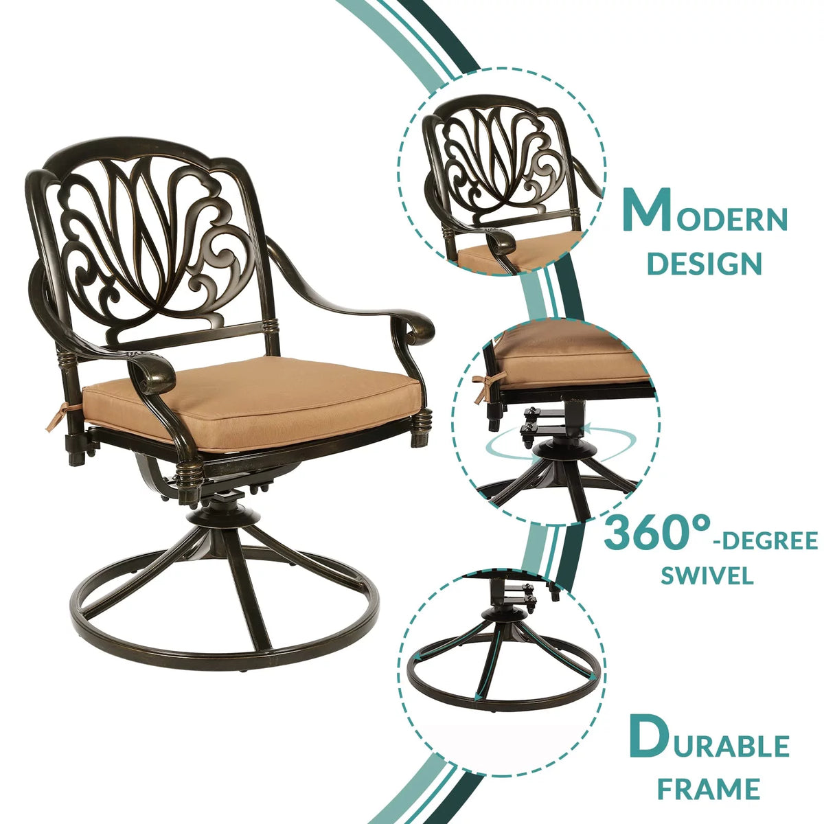 5-Piece Cast Aluminum Patio Dining Set I967329
