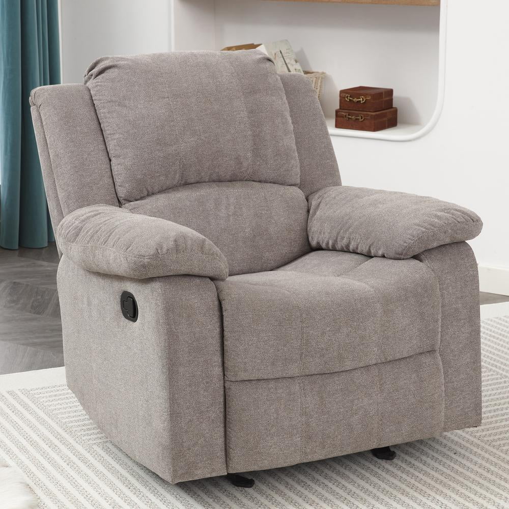 Ash Grey Microfiber Glider Rocker Recliner S339