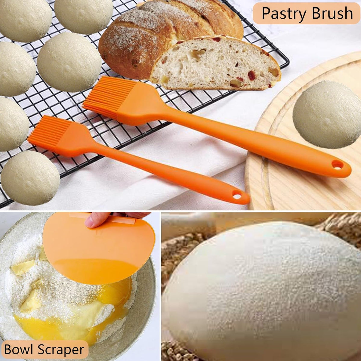 16PCS Bread Proofing Basket Kit with Linen Liner, Dough Scraper, Bread Lame G305171