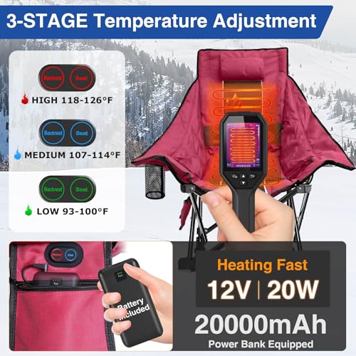 Oversized Heated Rocking Camping Chair with Power Bank D3442