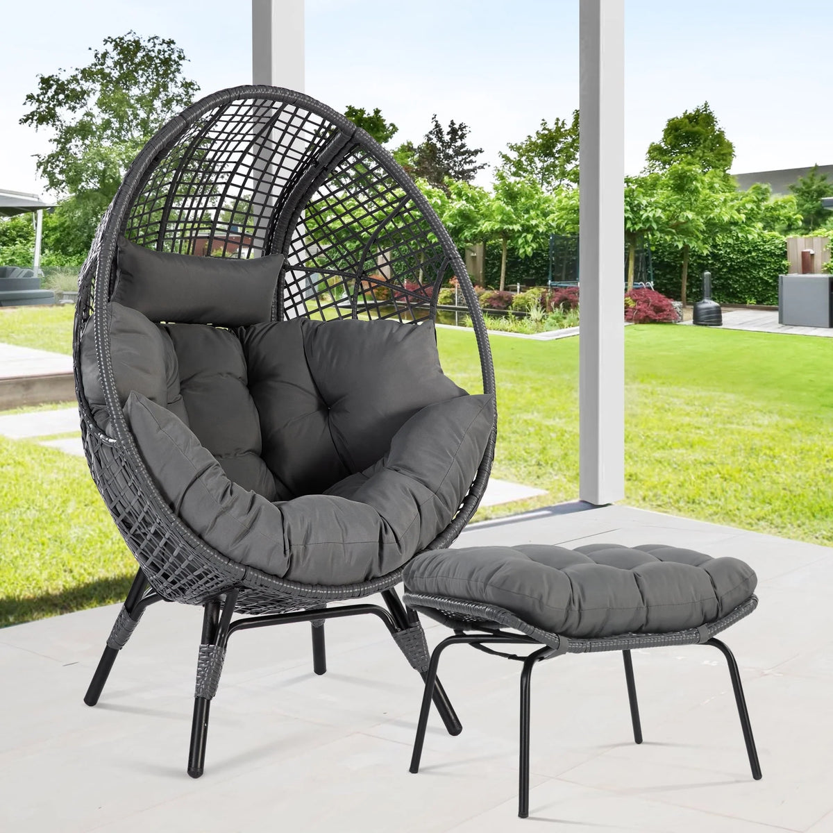 Yellow Wicker Egg Chair 440lb O4686