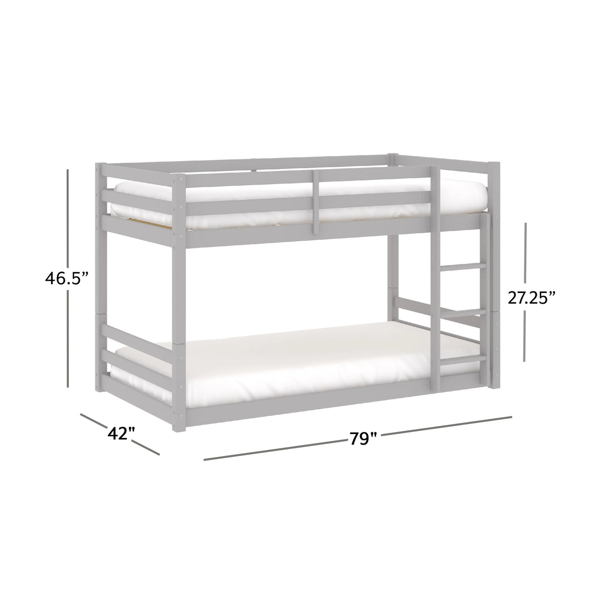 Black Wood Twin Over Twin Convertible Bunk Bed H657