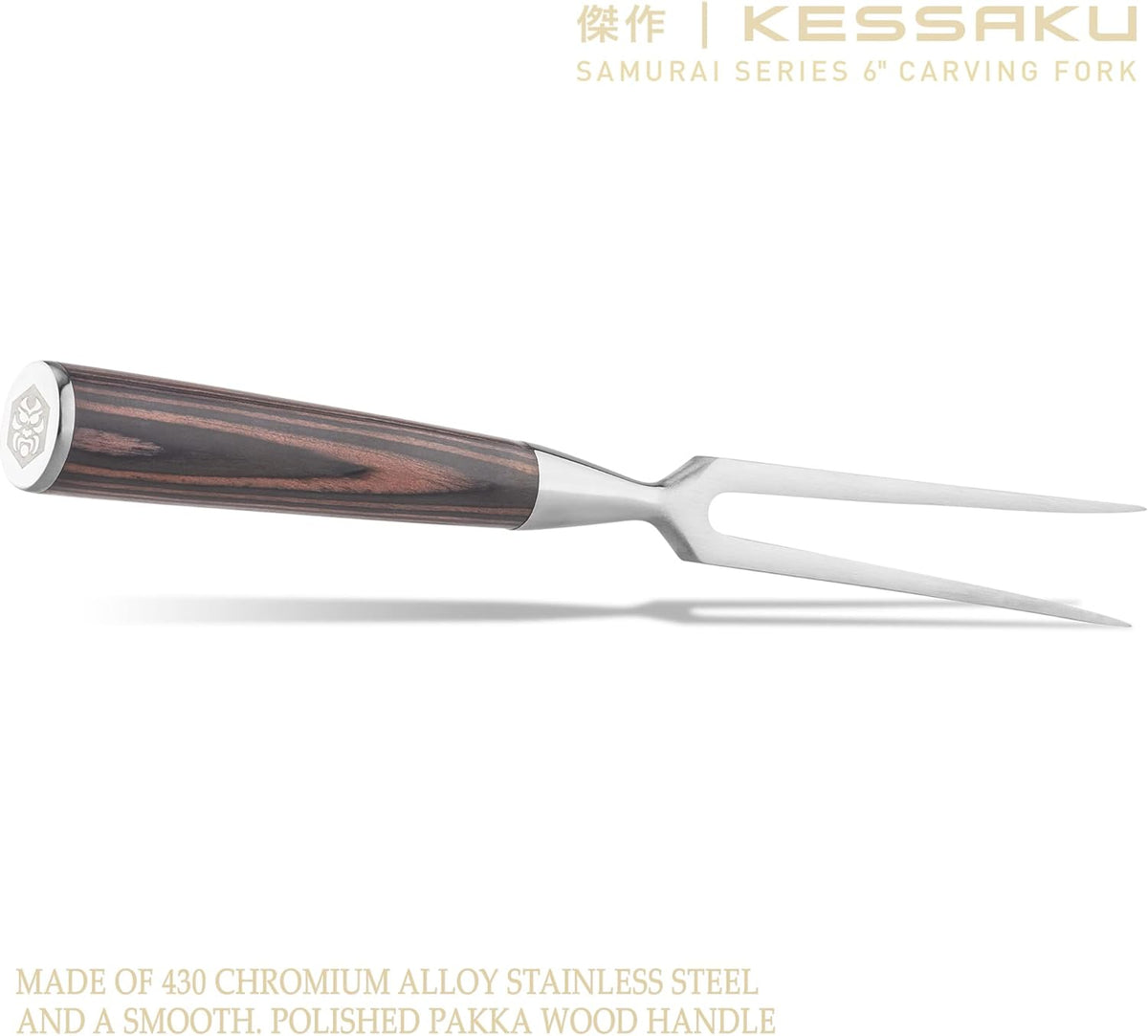 12-Inch Carving Slicing Knife & 6-Inch Meat Fork Set Forged High Carbon Stainless Steel with Blade Guard G731082