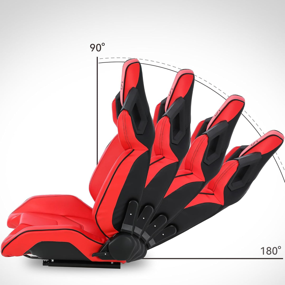 Red+Black Stitching PU Leather Racing Bucket Seat E744