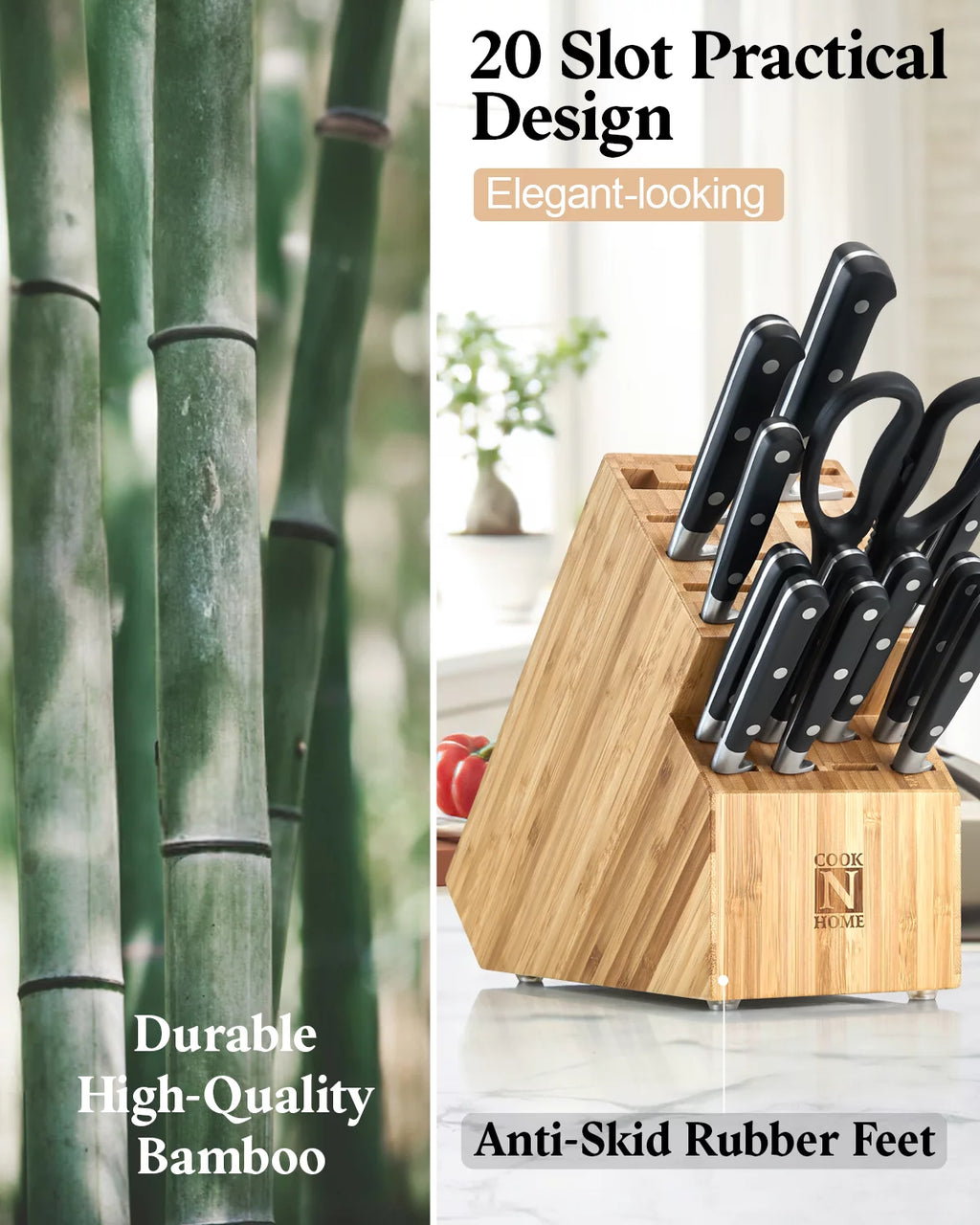 Bamboo 20 Slot Knife Storage Block K392