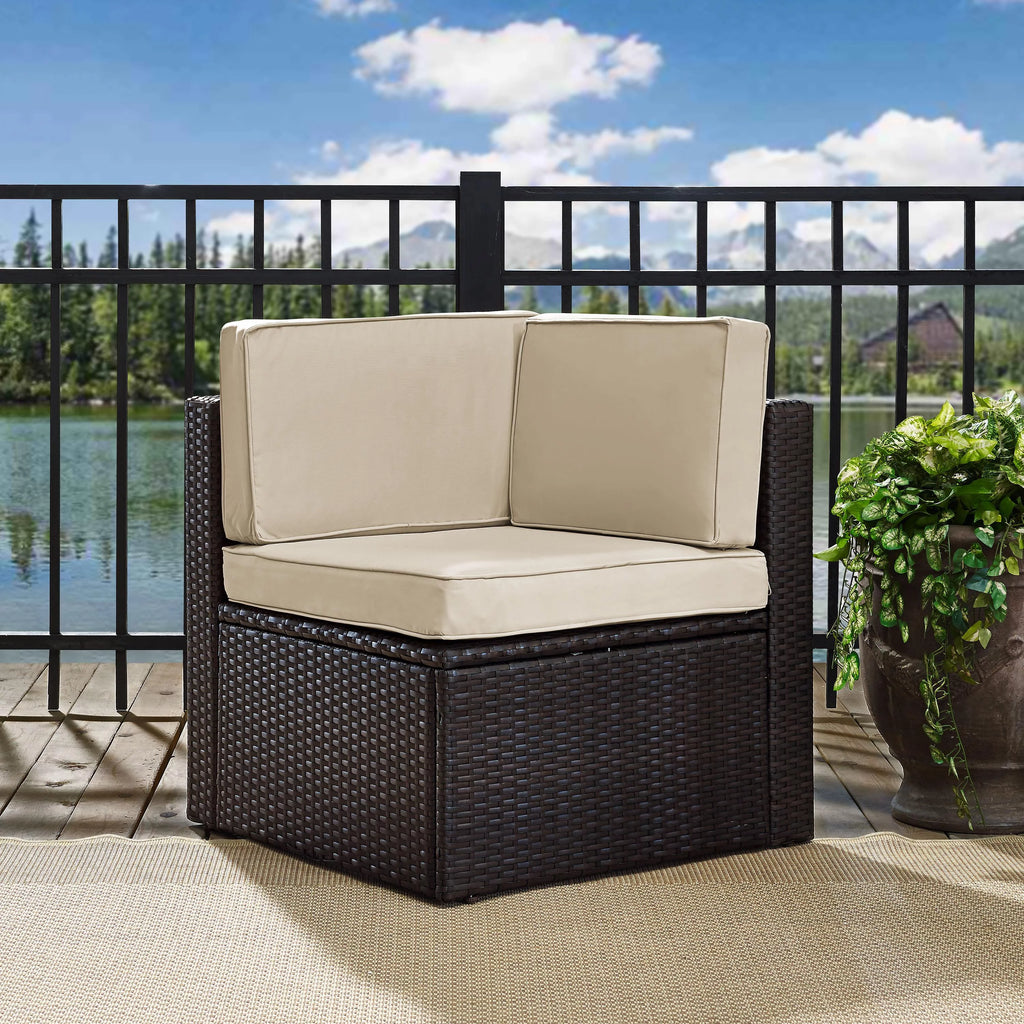 Brown Wicker Corner Patio Chair F7024