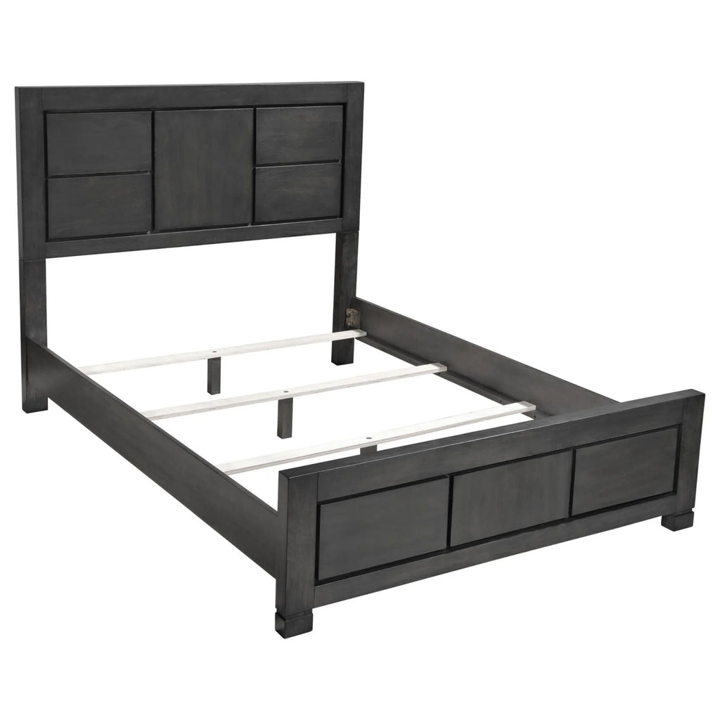 Dark Grey Rectangular Panel Bed L368