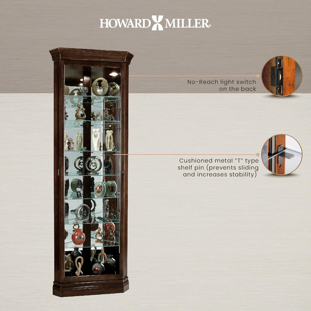 Espresso Curio Cabinet with Seven Glass Shelves and Locking Door Z312765