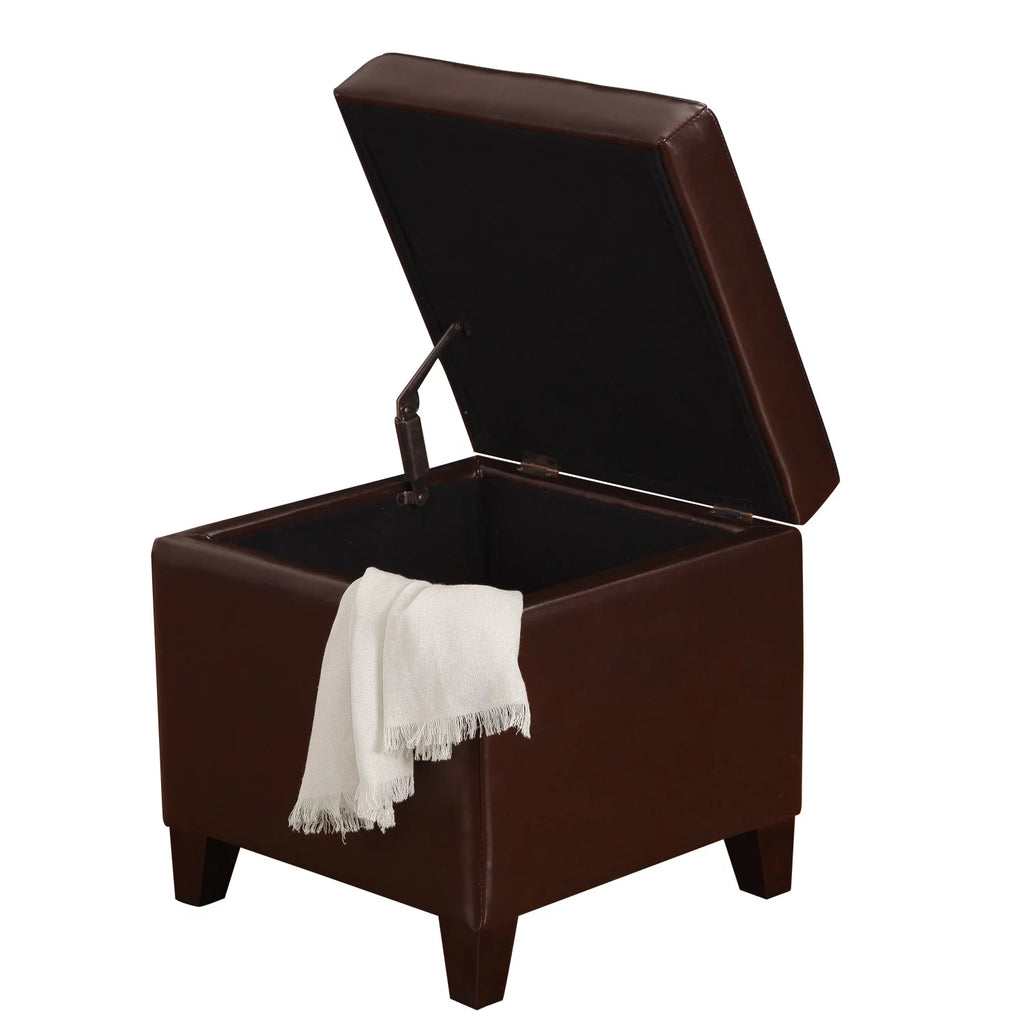 Brown Bonded Leather Tufted Storage Ottoman G406800