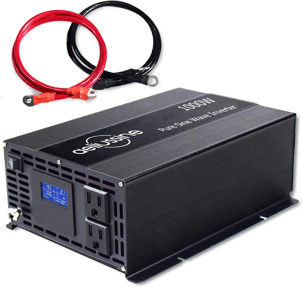 1000w Pure Sine Wave Power Inverter 48v DC to AC 110v 120v with 2 US Socket, LCD Display and Earth Terminal K7637