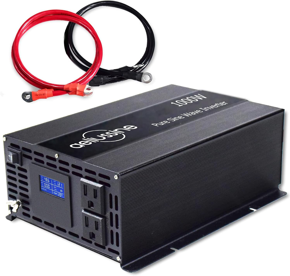 1000w Pure Sine Wave Power Inverter 48v DC to AC 110v 120v with 2 US Socket, LCD Display and Earth Terminal K7637