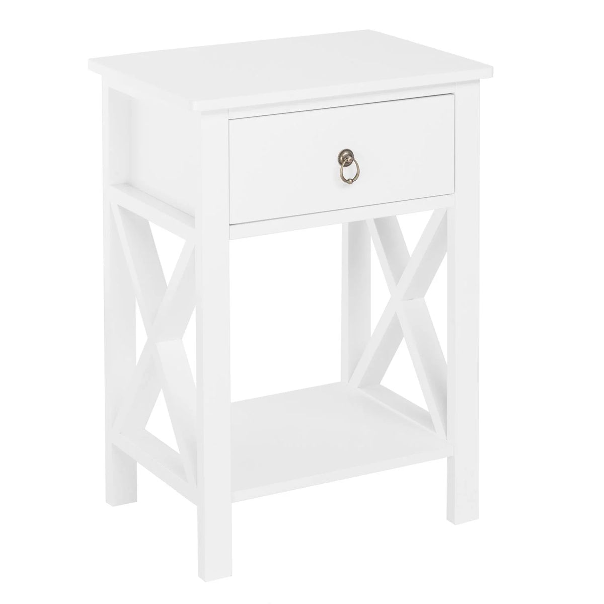 Set of 2 White Wood Nightstand with A Drawer W65428