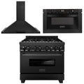 36 in. Dual Fuel Range, Range Hood, Microwave in Black Stainless Steel Z16606