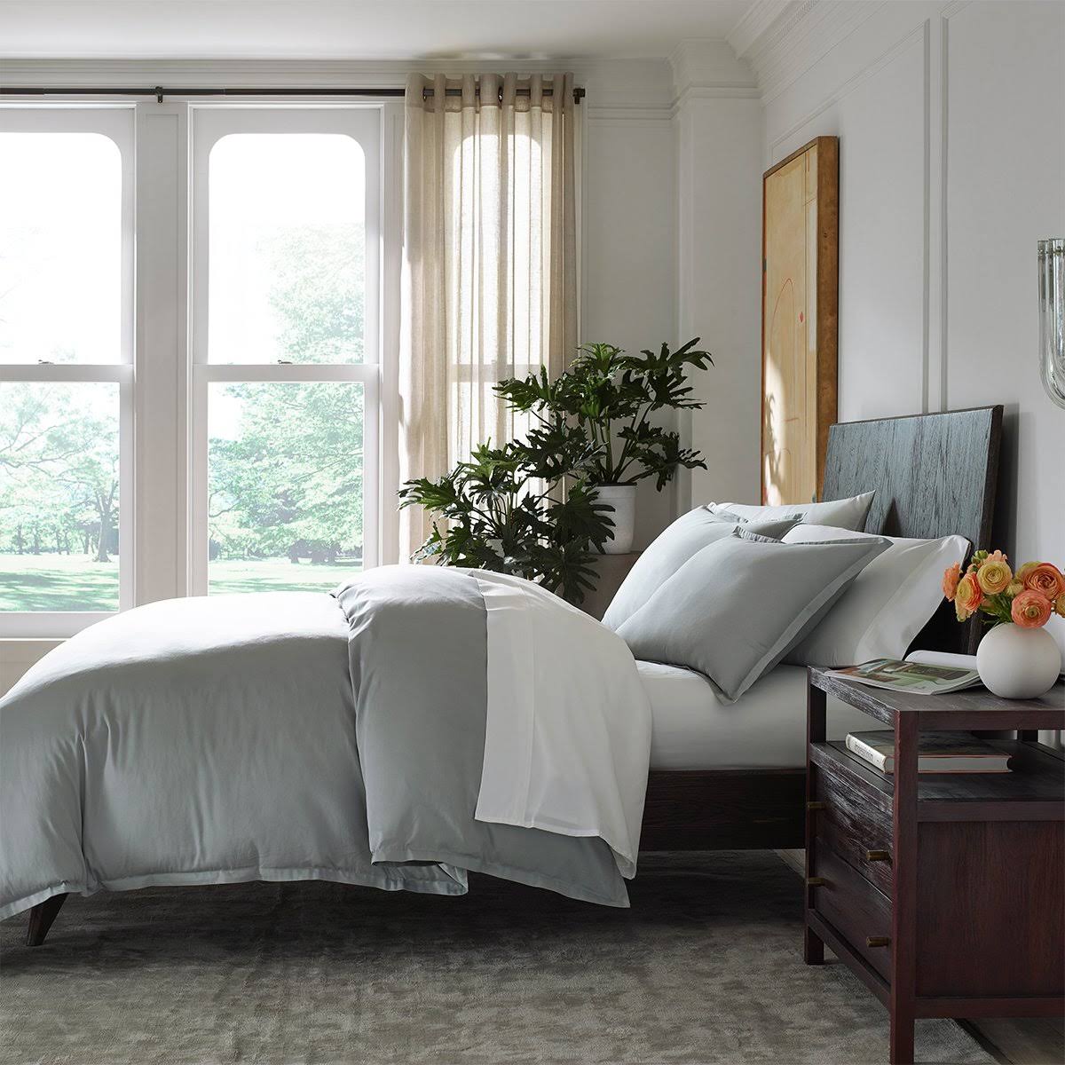 Queen Size Sateen Sheet Set in Slate Blue R732