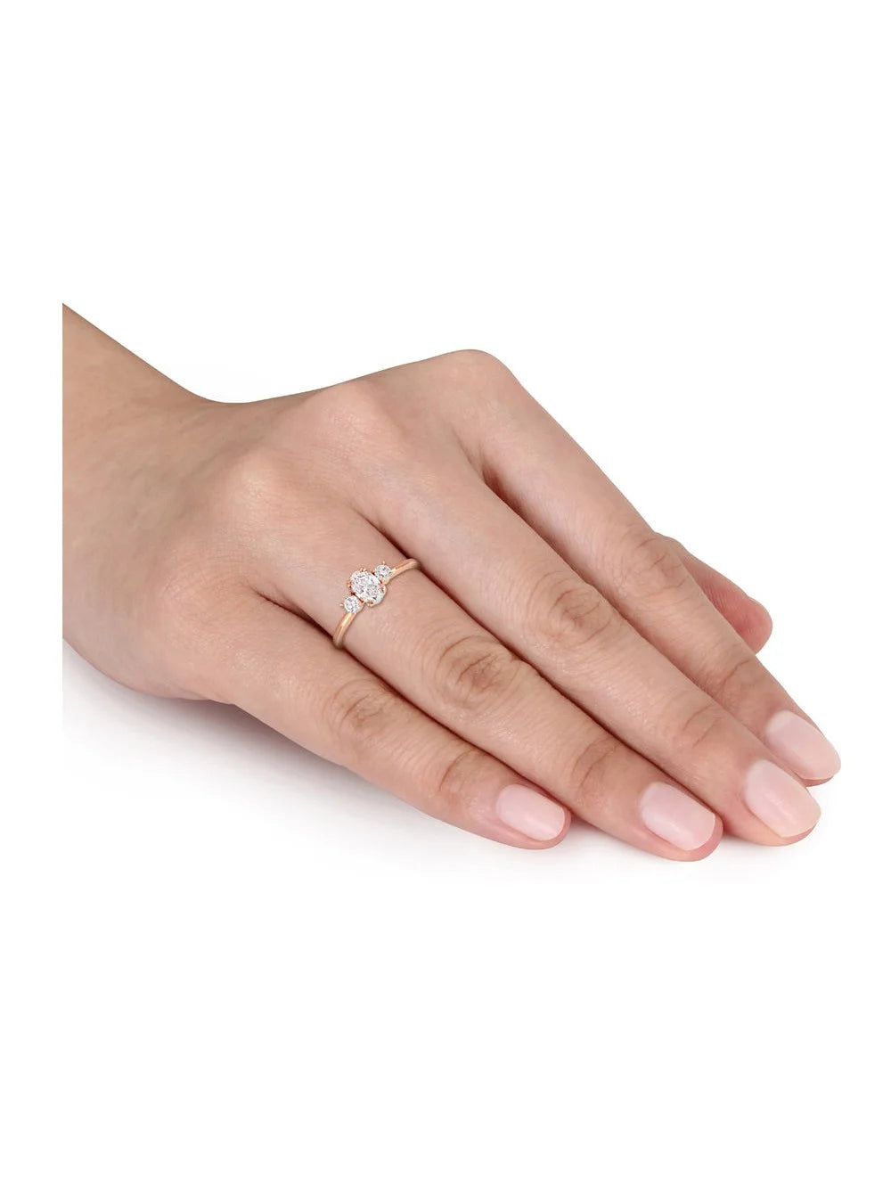 14K Rose Gold Three-Stone Diamond Engagement Ring H902