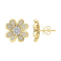 10K Yellow Gold Diamond Flower Stud Earrings G559